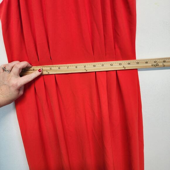 Lela Rose Stretch Crepe Halter Maxi Dress Size 8 Red Orange Couture Designer - Picture 14 of 16